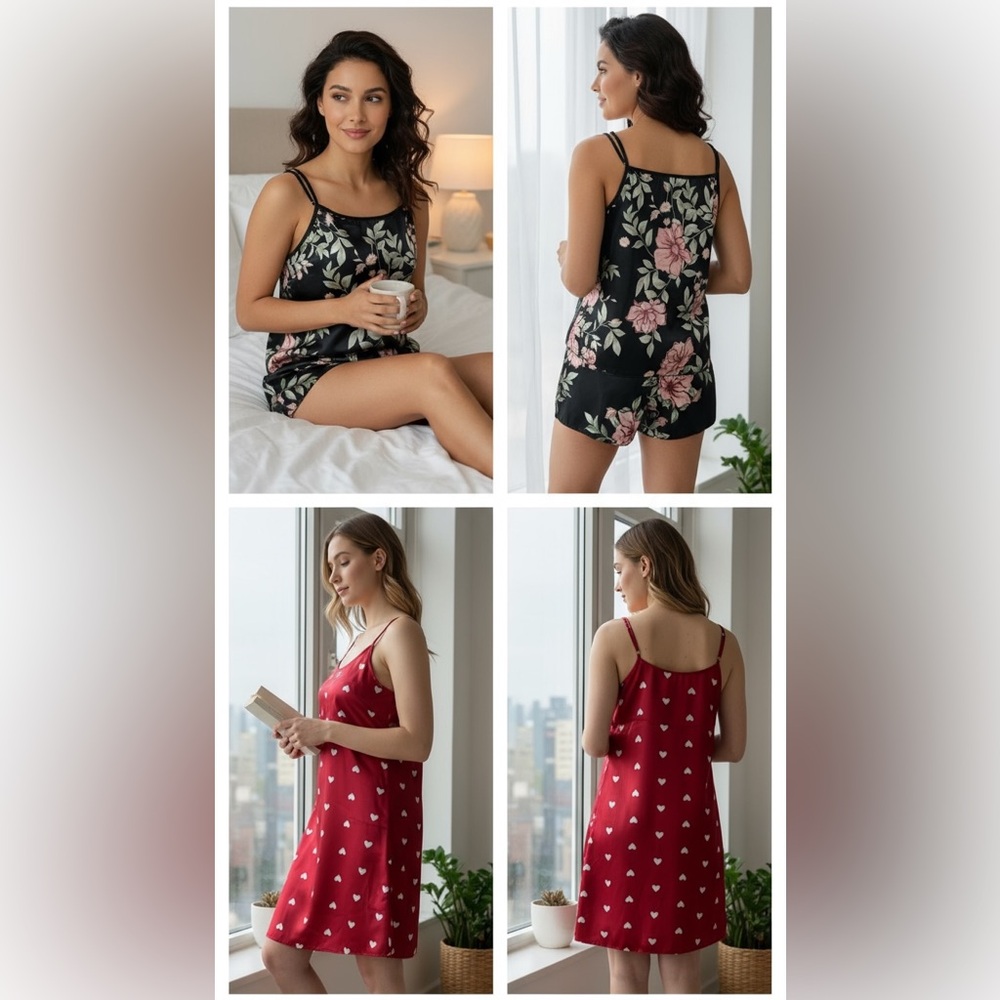 🌹004 COMBO: Satin like sleepwear size L